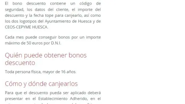 La página web de los Bonos Impulsa Huesca ha agotado esta nueva tanda en menos de dos minutos.