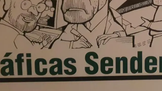 Con esta caricatura de Cano presentó Javier Gil su editorial Gráficas Navarro Sender.