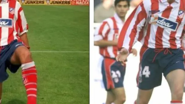 Dos momentos de Juan Carlos Carcedo como jugador del Atlético de Madrid, en la liga 1999-2000.