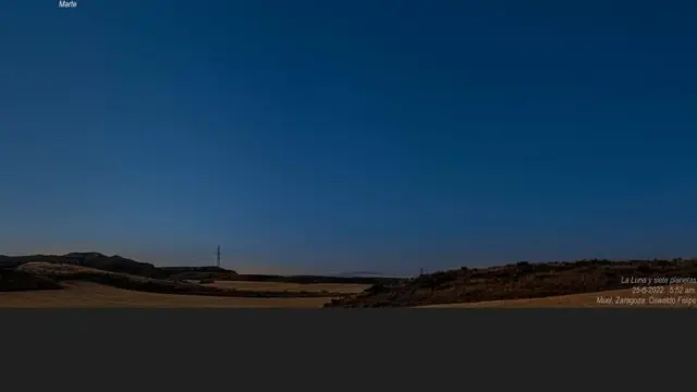 'La Luna y siete planetas', imagen tomada desde Muel el 25 de junio de 2022