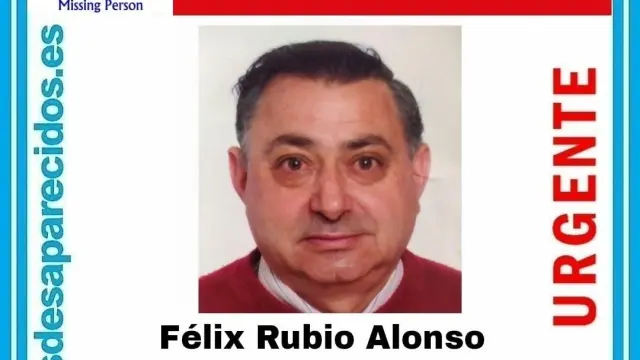 Félix Rubio Alonso, de 72 años, desaparecido en Zaragoza.
