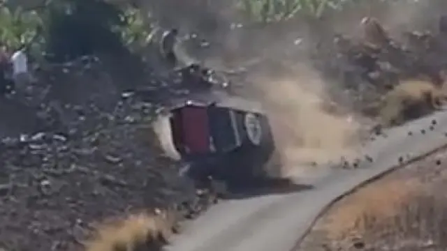 Momento del accidente en el Rally Comarca Norte de Gran Canaria.