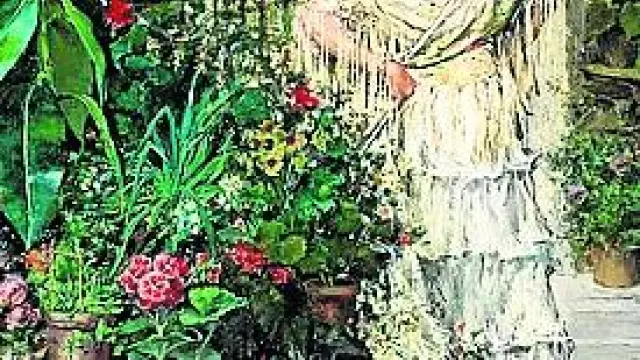 María Luisa de la Riva es una pintora de cuidada técnica y figura en el Museo del Prado con cuatro obras, entre ellas esta, ‘Puesto de flores’ (1887), que se expuso en Zaragoza.