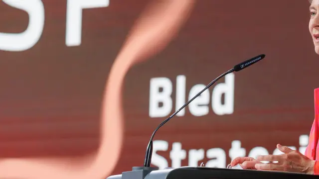 Ursula Von der Leyen, durante su intervención en la cumbre Estratégica de Bled, en Eslovenia