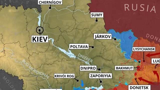 Mapa del avance de la guerra en Ucrania este lunes