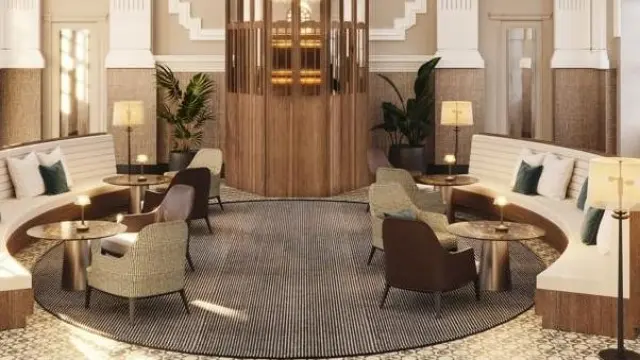 Recreación del interior del futuro Hotel Canfranc Estación Royal Hideaway.