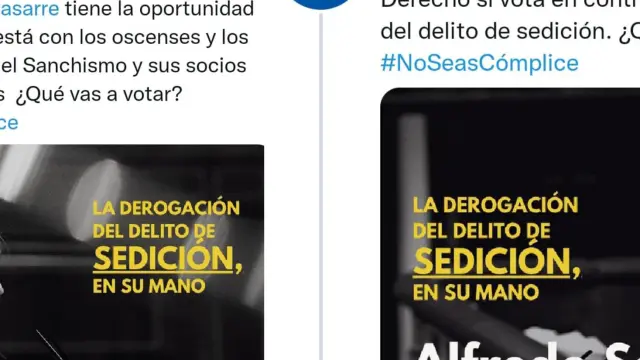 Mensajes del PP contra los dos diputados nacionales del PSOE por Huesca.