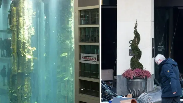 Antes y después del acuario AquaDom en Berlín