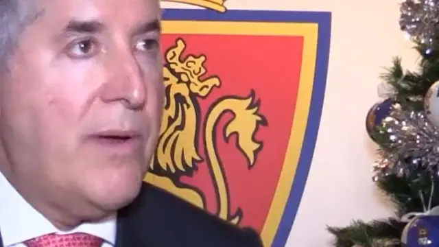 Jorge Mas Santos, presidente del Real Zaragoza, durante la alocución de su vídeo navideño.
