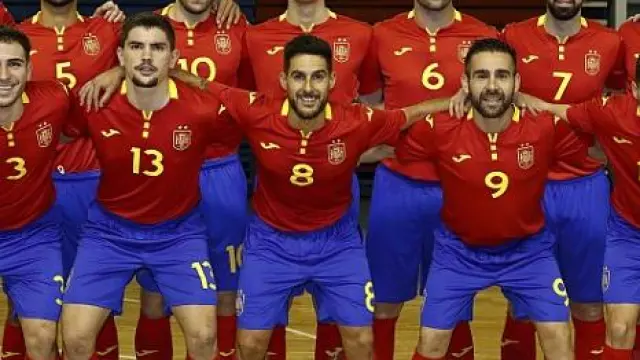Equipo de España en su último partido de clasificación para el Mundial de fútbol sala 2024.