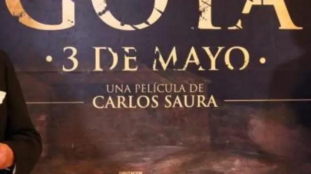 Imagen del archivo de Carlos Saura con el presidente Javier Lambán en la presentación de 'Goya, 3 de mayo'.