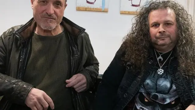 Rubén Bartolomé y Nano Pérez, de Pedro Botero, en El Pozal de Casetas, este viernes 10 de febrero.