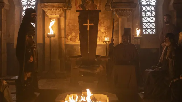 Rodaje de la película 'Irati' en el interior del castillo de Loarre.