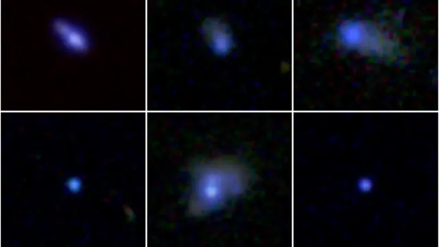 Imágenes de varias galaxias con intensa formación estelar descubiertas en el cartografiado J-Plus del observatorio de Javalambre.