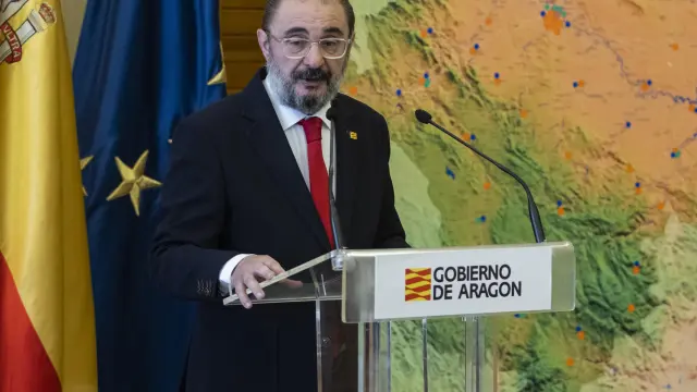 Javier Lambán, este miércoles en la presentación del Plan Integral de Gestión de Emergencias de Aragón
