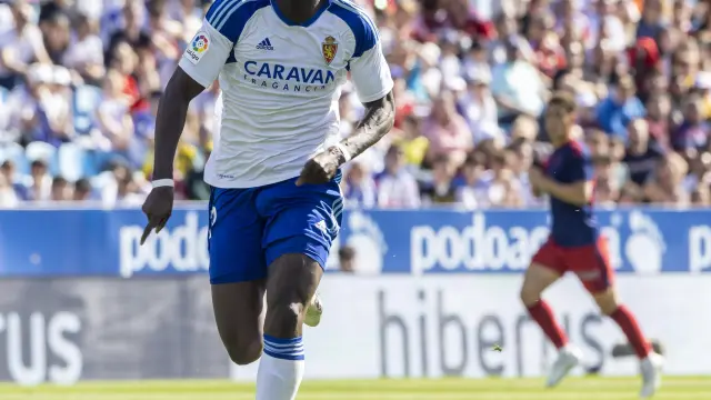 Gueye, en el partido del Real Zaragoza contra el Albacete.