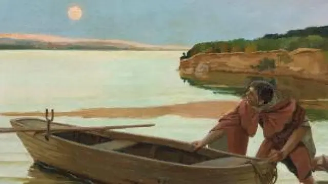 ‘Barquero’, óleo que Mariano Oliver Aznar pintó en 1906.