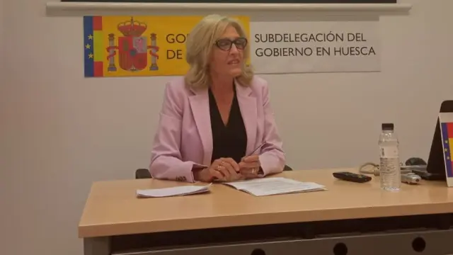 Silvia Salazar, en su última comparecencia ante los medios de comunicación como subdelegada del Gobierno en Huesca.