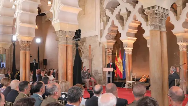 Un momento de la intervención de Javier Lambán en el acto del Día de San Jorge