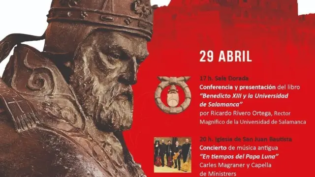 Cartel de los actos que se celebran este sábado en Illueca en honor al Papa Luna.