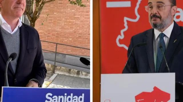 Jorge Azcón y Javier Lambán, en la campaña electoral.