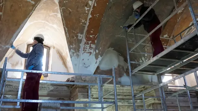 Los técnicos de la Fundación Santa María de Albarracín han trabajado en la recuperación de la ermita.
