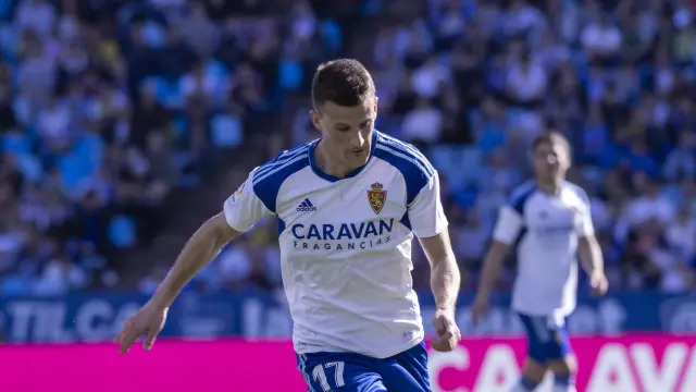 Carlos Nieto, durante el Real Zaragoza-Albacete disputado la pasada temporada en La Romareda.