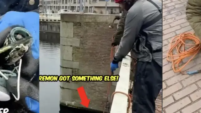 Algunos de los hallazgos de Nachat361 pescando con imán en un canal de Ámsterdam.