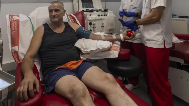 Donación de plasma en el Banco de Sangre de Aragón.
