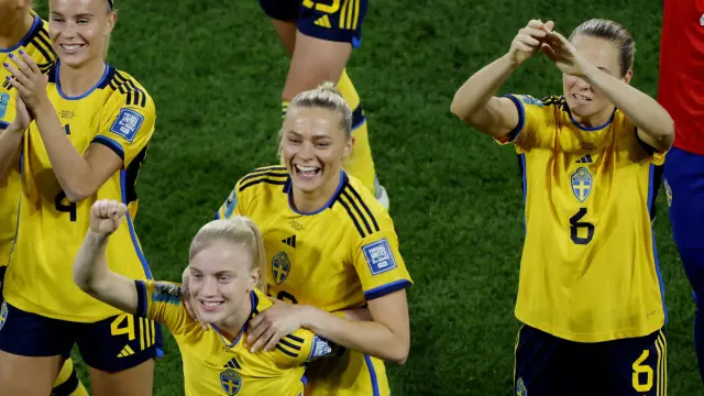 Las jugadoras suecas tras la victoria ante la selección de Australia.
