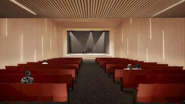 Recreación del futuro auditorio en el antiguo cine Florida de Fraga.