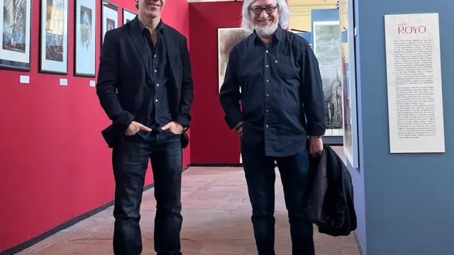 Rómulo y Luis Royo, en su exposición en el Palacio Ducal de Lucca.