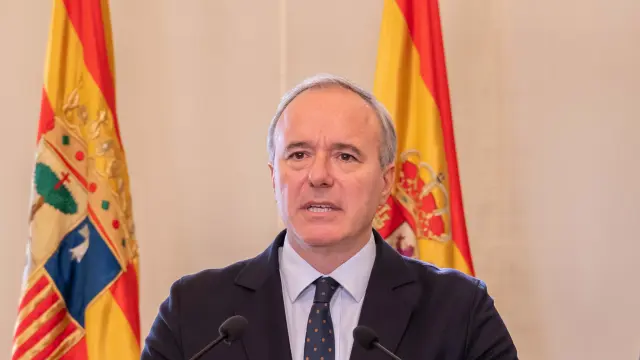 Jorge Azcón, en su declaración institucional sobre el acuerdo PSOE-Junts