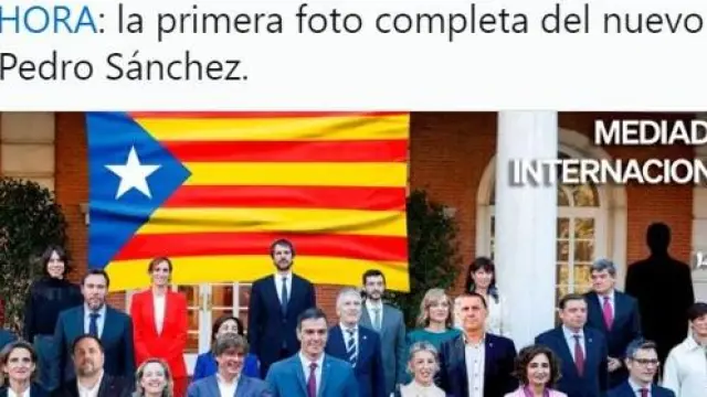 El PP 'cuela' a Puigdemont, Junqueras, Otegi y una estelada en la primera foto de grupo del Consejo de Ministros.