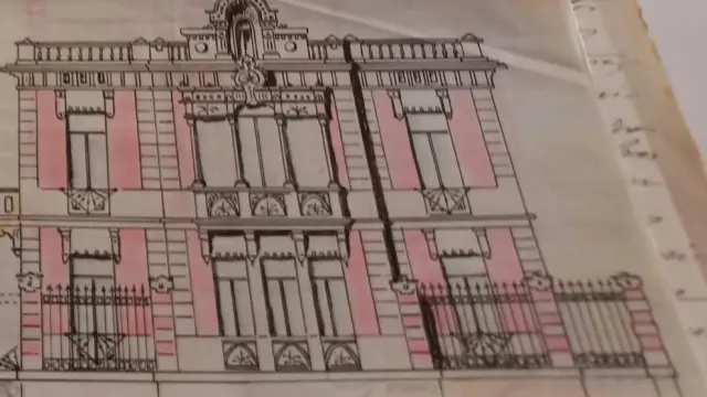 Planos del archivo municipal del edificio del paseo de Pamplona número 3.
