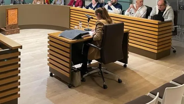 Imagen del pleno del Ayuntamiento de Fraga donde se aprobaron los presupuestos para 2024.