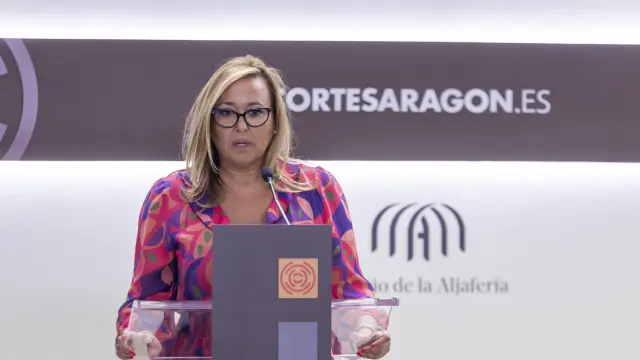 La portavoz del PSOE, Mayte Pérez, en las Cortes de Aragón.