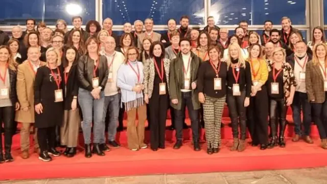 Los delegados del PSOE-Aragón, este sábado, en la convención política que celebra el partido en La Coruña.