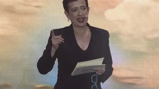La presidenta de AICE, Maria Guerra, durante la gala de la undécima edición de los Premios Feroz