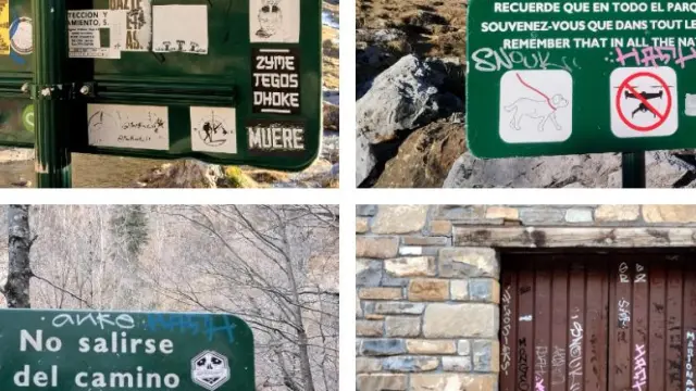 Cartelería vandalizada en el Parque Nacional.