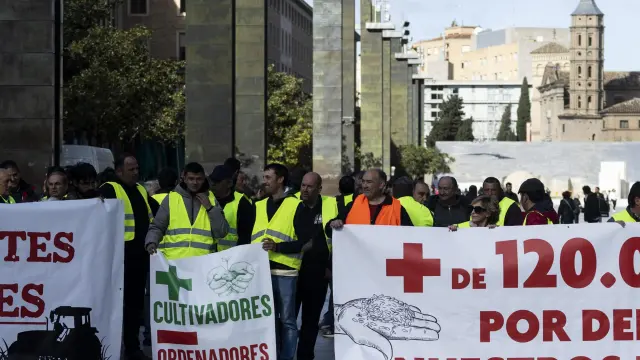 Manifestación del campo el pasado viernes en Zaragoza.