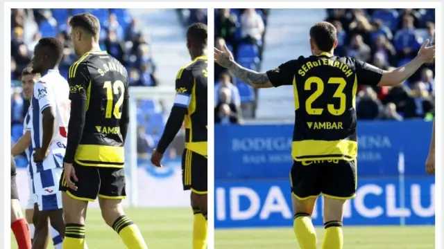 Bakis y Enrich, el pasado sábado en el último partido del Real Zaragoza en Leganés, donde jugaron juntos los últimos minutos.