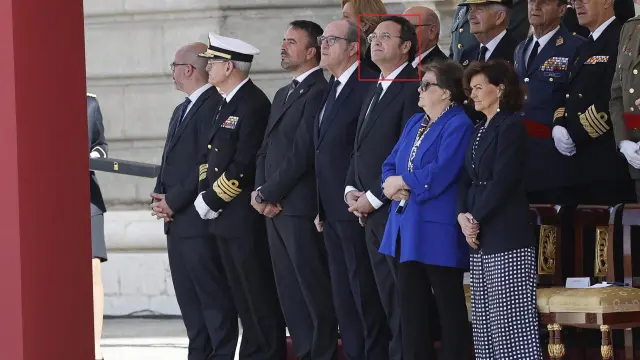El fiscal general del Estado, Álvaro García Ortiz (3d), durante el acto central conmemorativo del Bicentenario de la Policía Nacional presidido por los reyes este miércoles en el Palacio Real.