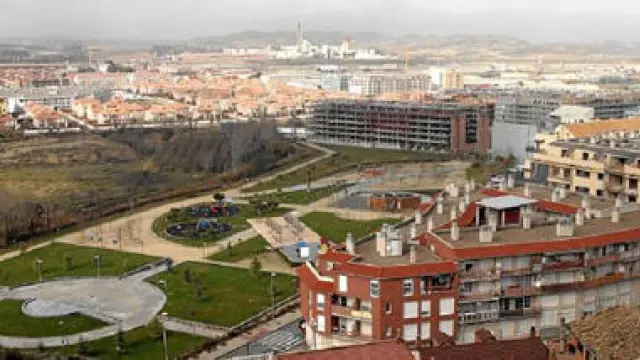 Vista general de la principal zona de crecimiento residencial de Cuarte en los últimos años, al suroeste del casco urbano