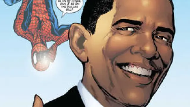 Portada del cómic de Spiderman y Obama.