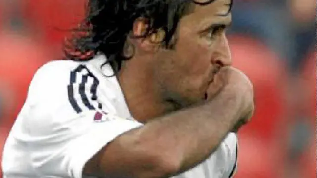 Raúl celebra el gol conseguido el pasado domingo, en Mallorca.