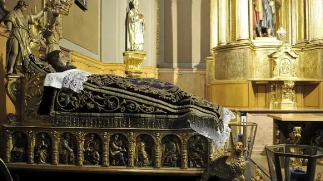 El Cristo de la Cama, fotografiado ayer en la capilla de Santiago de la basílica del Pilar.