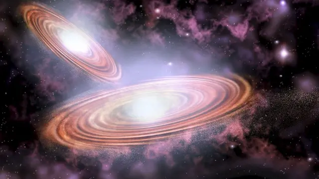 Recreación del sistema binario de agujeros negros supermasivos