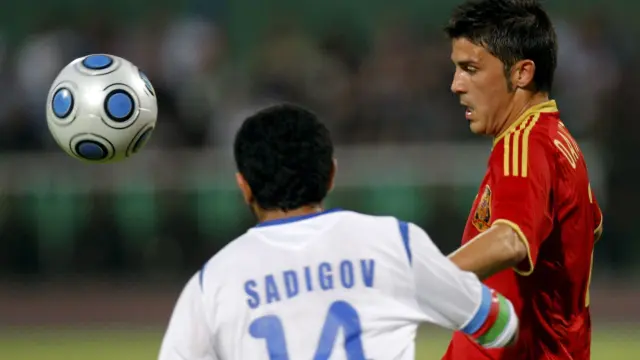 David Villa, en el partido contra Azerbaiyán
