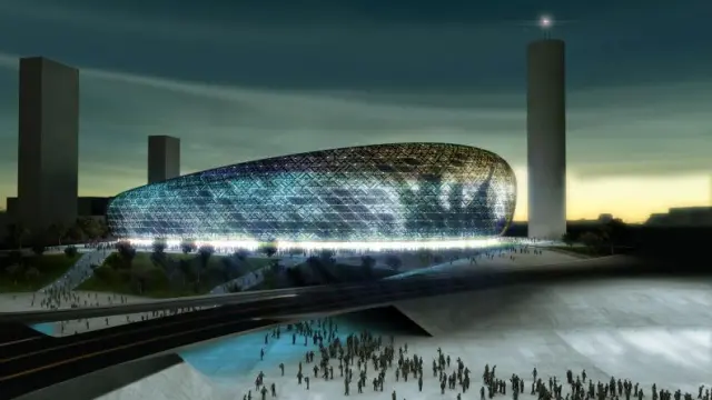 Recreación del futuro estadio de fútbol de San José, diseñado por el arquitecto Joaquín Sicilia.